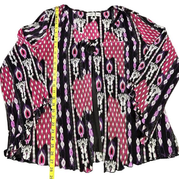 Cato Woman Top Size 22 / 24 Black Purple Faux Tank Open Front Pleated Stretch - Picture 13 of 13